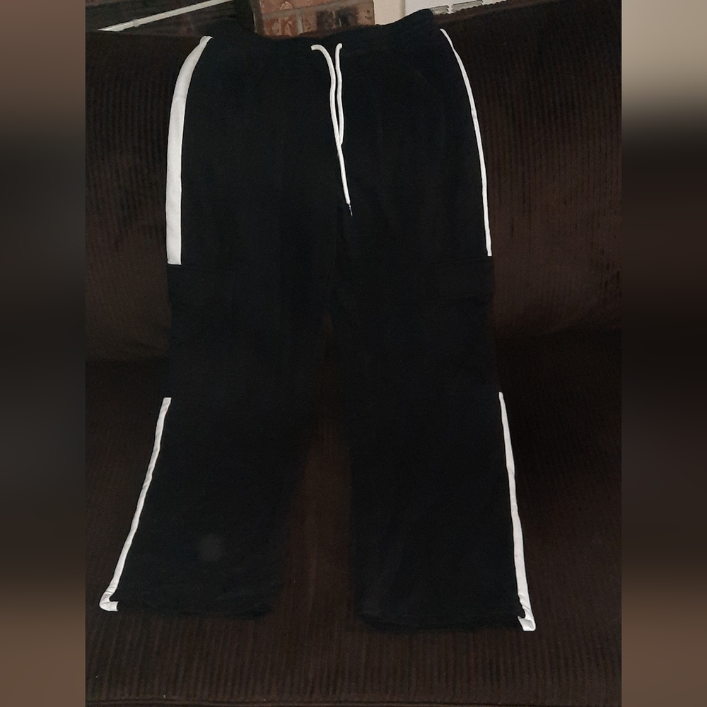 Women's Black Joggers with White Stripes